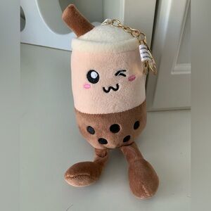 Boba Drink Plush Keychain Purse Charm Bubble Tea Brown Squishy Dangle Legs NEW